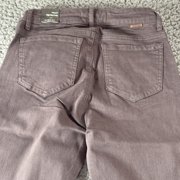 TRACTR MONA Gray Eiffel Tower High Rise Stretch‎ Cut Off Crop Jeans Sz 0/25 NWT - Picture 4 of 11